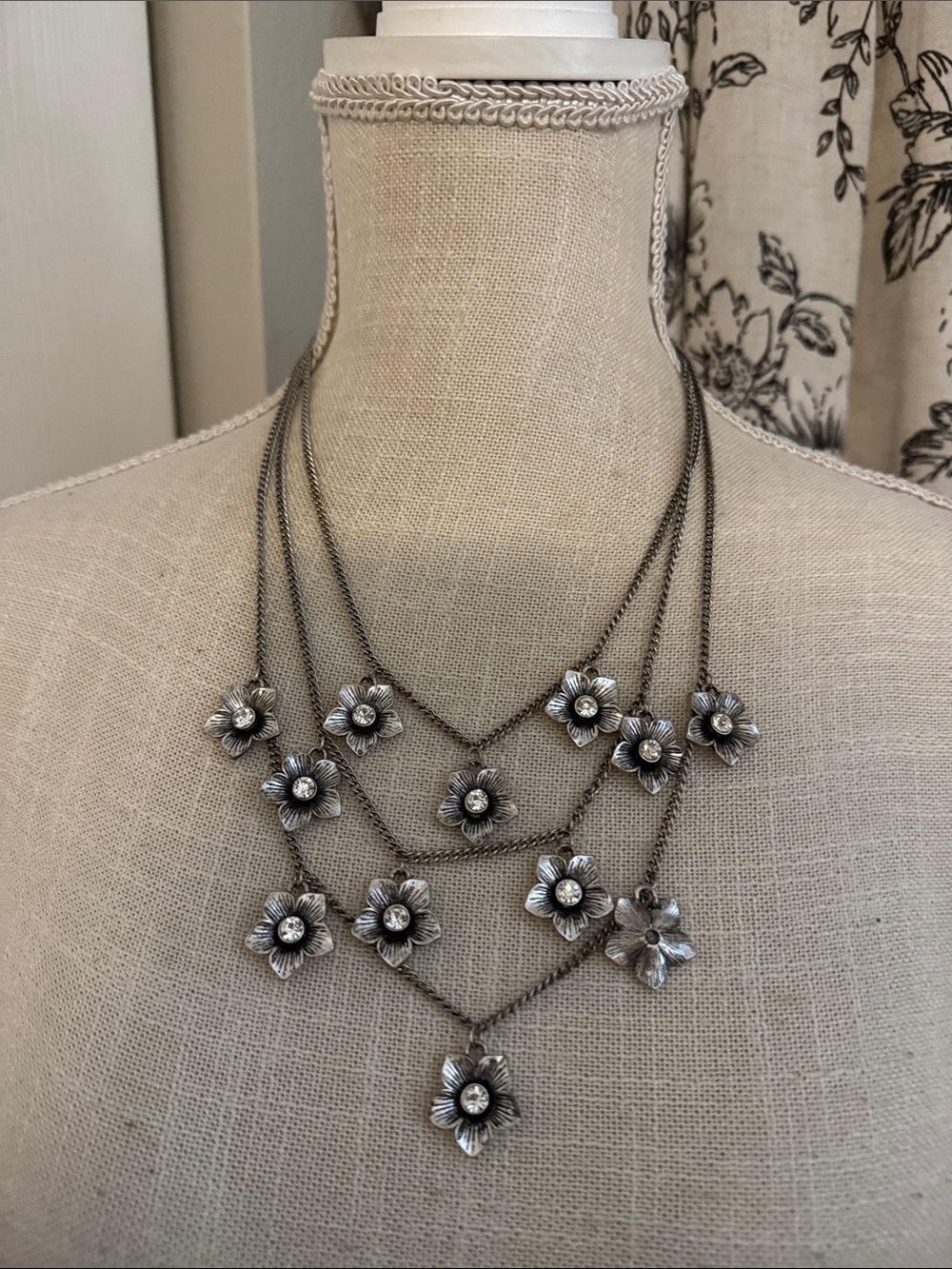 Multi-Layer Silver Floral Necklace - Women Jewelry